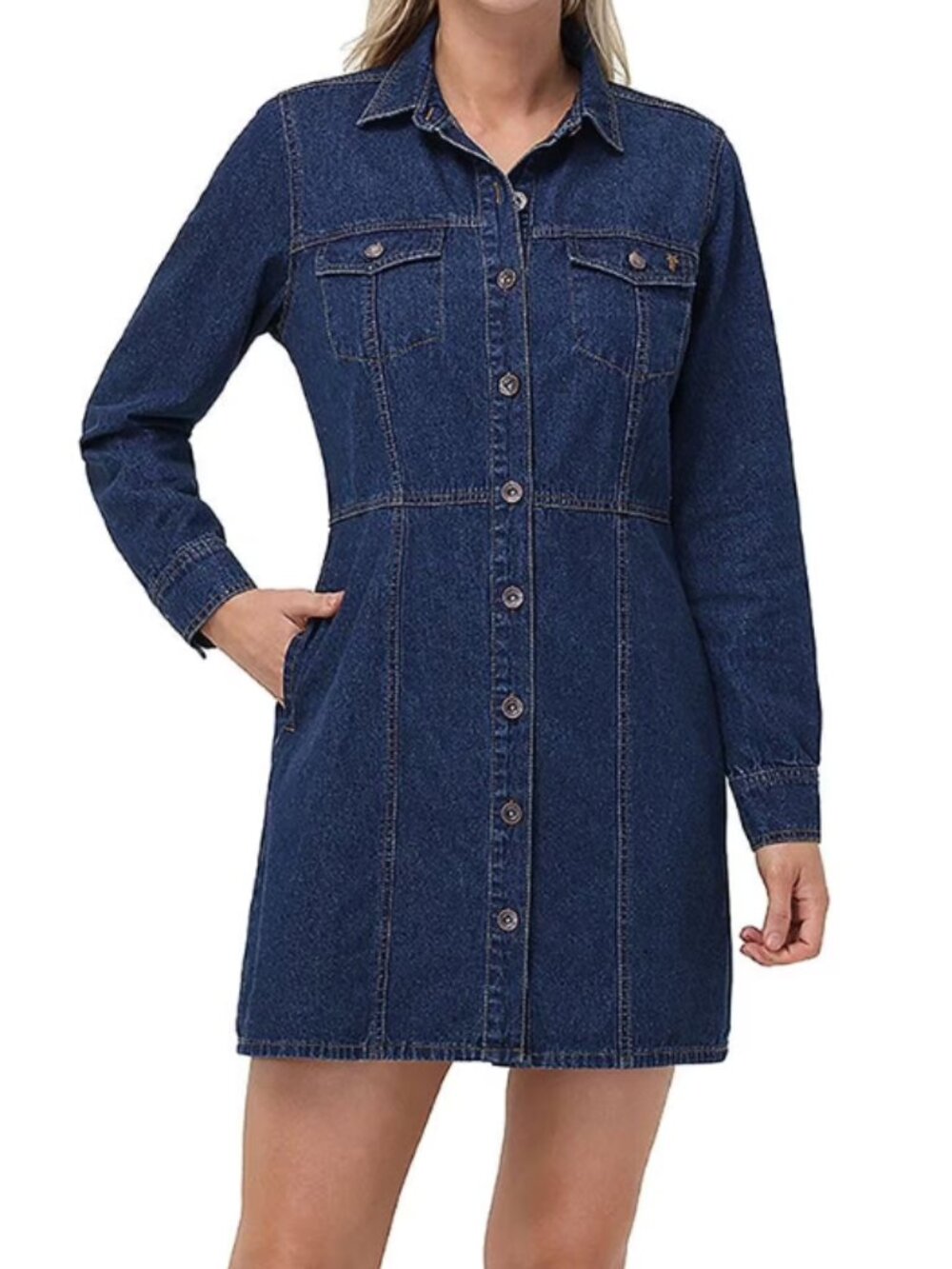 Frye Long Sleeve Button-up Denim Dress